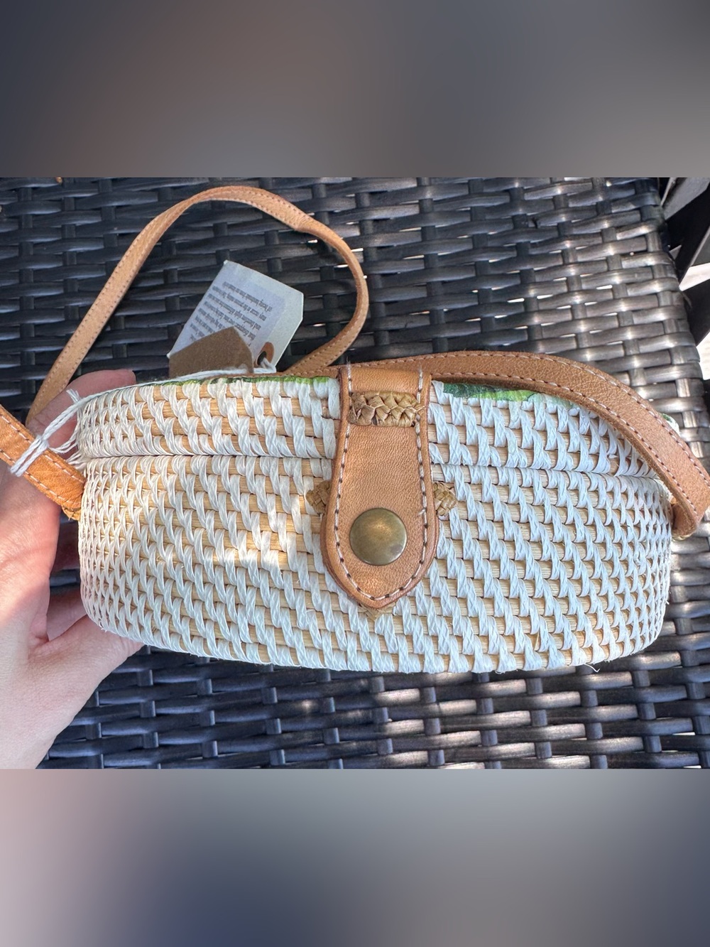 Pink Haley Green Tropical Print Round Crossbody Bag - Picture 5 of 7